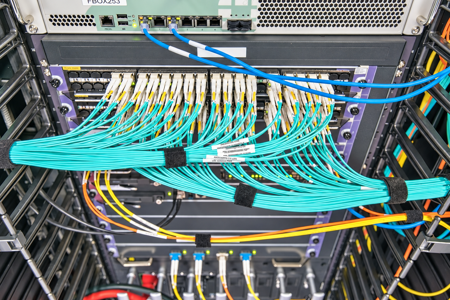Pannello di rete con cablaggio in fibra ottica: fotografia fornita da Dolomites Network